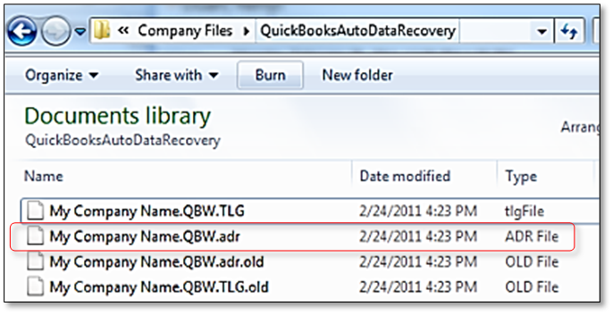 quickbooks auto data recovery files